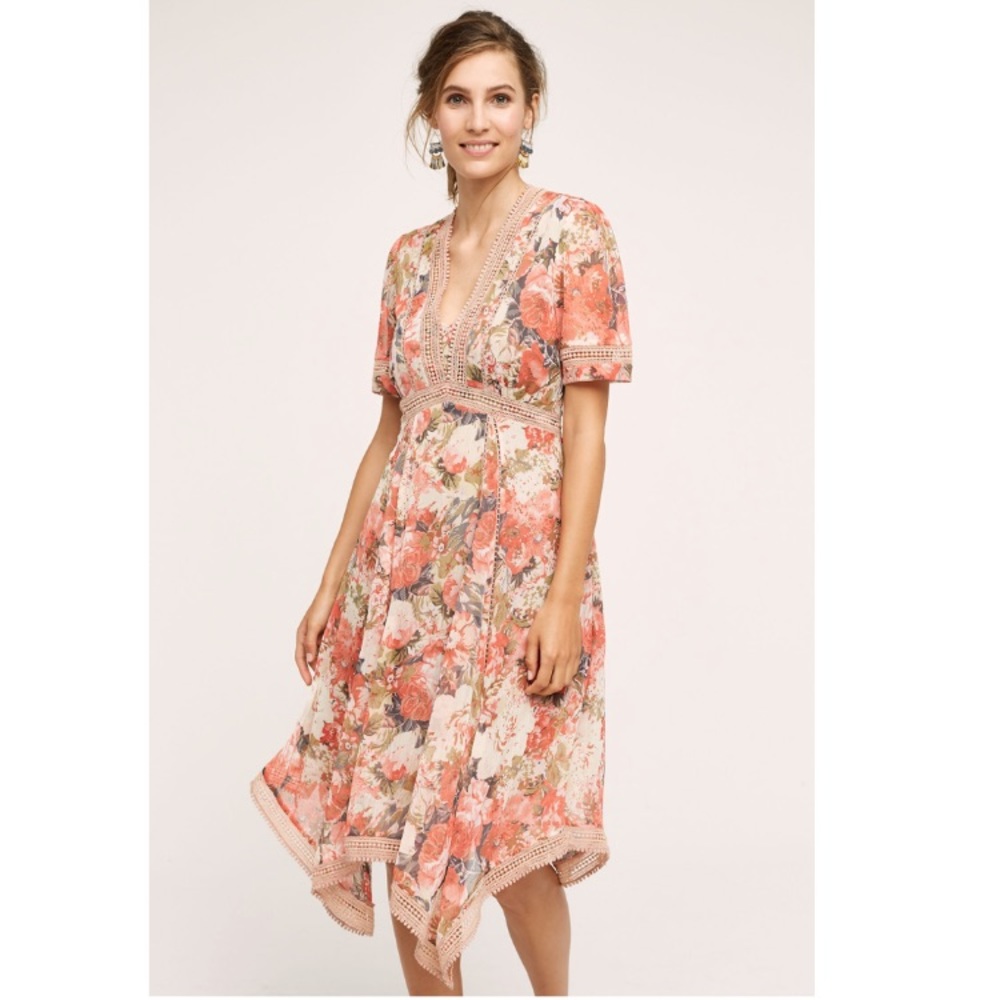 Anthropologie Ranna Gill pink floral dress